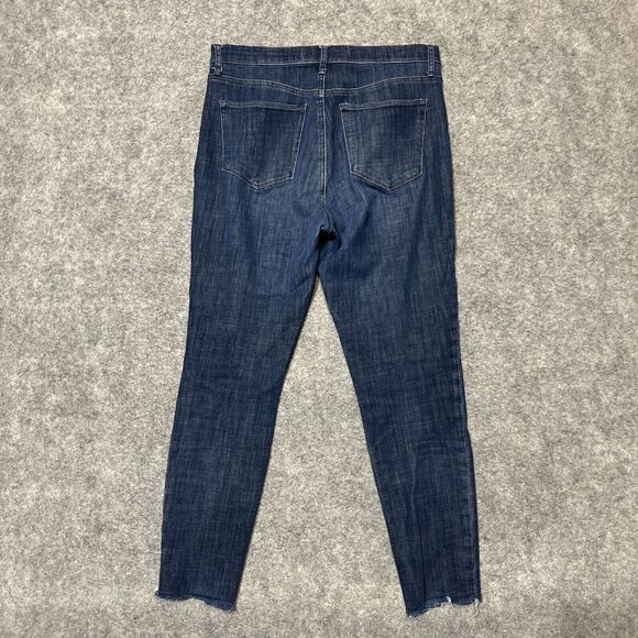 Gap‎ 1969 True Skinny Jeans 30R Super High Rise Dark Wash Blue Distressed - Picture 2 of 9